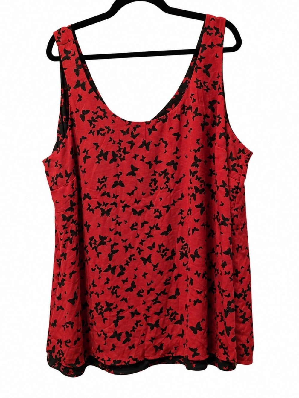 Reversible Tank Style Elegant Red and Black Butterfly Women's Top Size 3X